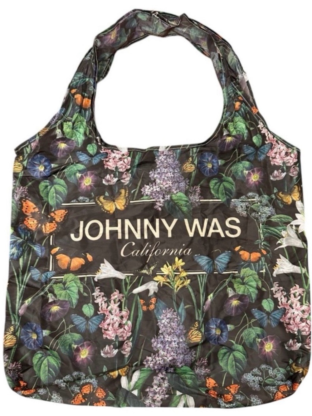 NEW Johnny Was - Black Floral & Butterfly Nylon Shopping Bag